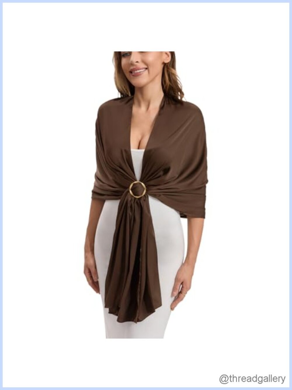 Satin Shawl Wrap with Buckle for Evening Dress Wedding Formal Cover Up